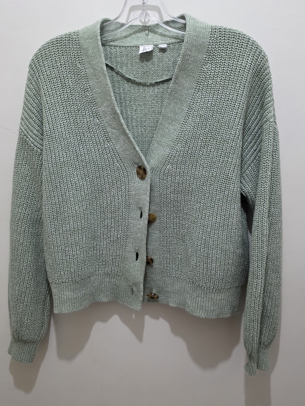 GAP Mint Green V-Neck Button Front Cardigan 100% Cotton Size M